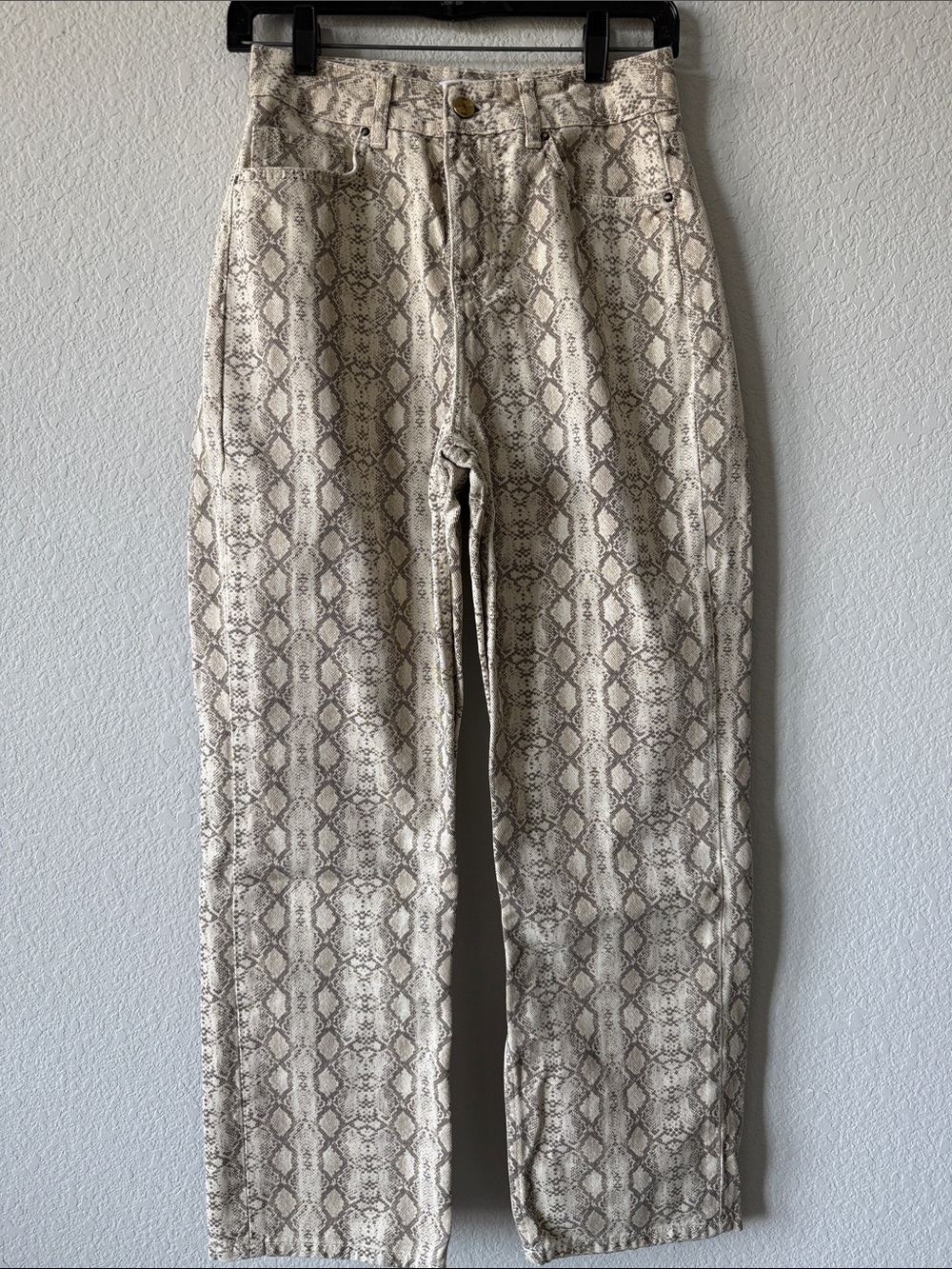 Zara Women's Straight-Leg Snake Skin Jeans